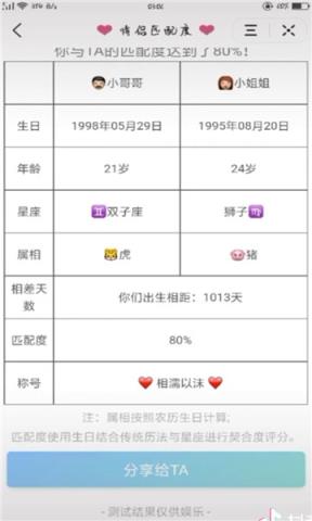 恋爱匹配度测试app