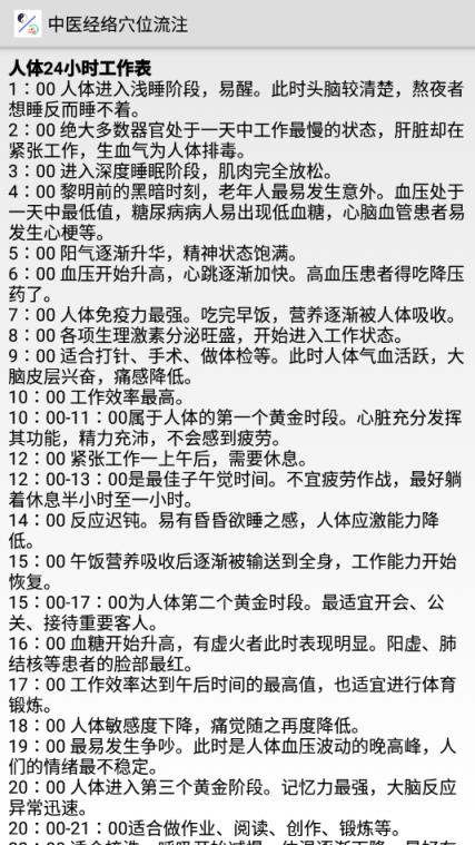 中医经络穴位流注