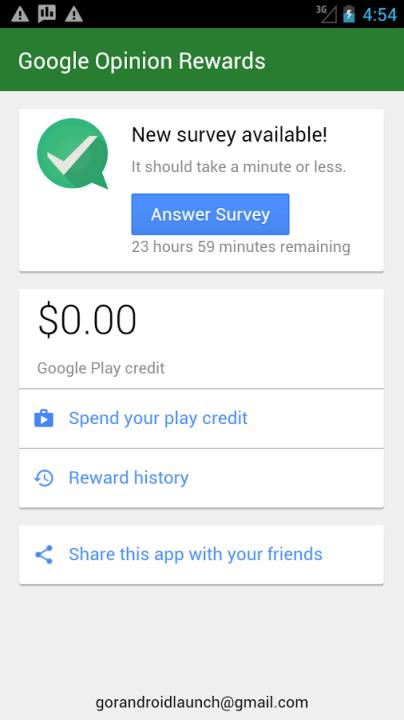 谷歌问卷调查Google Opinion Rewards